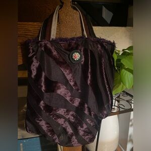 Small lightweight fabric hand bag - Bohemian - purple/black - original